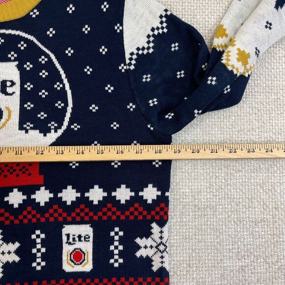 Miller Lite Ugly Christmas Sweater Men's Small Snow Globe Holiday Beer All Over - Picture 5 of 7